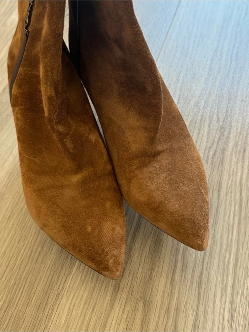 SOLD - Saint Laurent Brown Suede Pointed Ankle Boots
